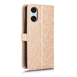Kryty na mobil | Peňaženkové puzdro Honeycomb Dot Texture Case zlaté – Sony Xperia 10 VI | Kryty na mobil