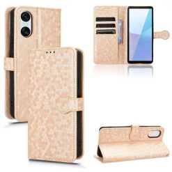 Kryty na mobil | Peňaženkové puzdro Honeycomb Dot Texture Case zlaté – Sony Xperia 10 VI | Kryty na mobil