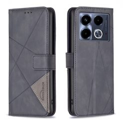 Knižkové puzdro Rhombus čierne – Infinix Note 40 | Kryty na mobil Kryty na mobil | Knižkové puzdro Rhombus čierne – Infinix Note 40 | Kryty na mobil