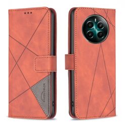 Kryty na mobil | Knižkové puzdro Rhombus hnedé – Realme 12+ (12 Plus) | Kryty na mobil