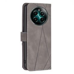 Kryty na mobil | Knižkové puzdro Rhombus sivé – Realme 12+ (12 Plus) | Kryty na mobil