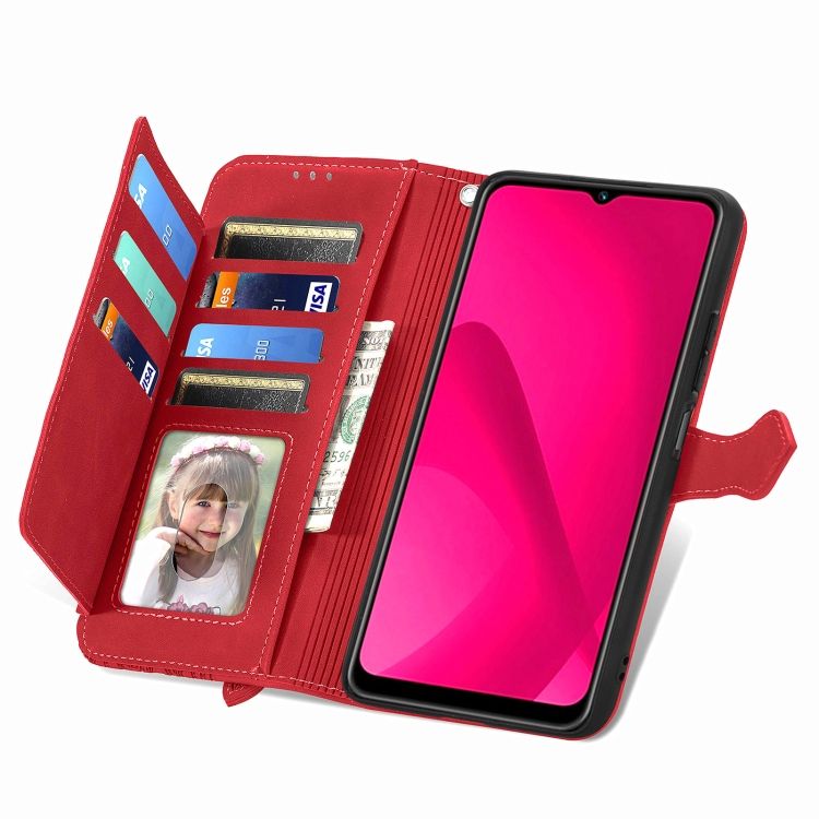 Peňaženkové puzdro Embossing Pattern Leaf case červené – T Phone 2 Pro | Kryty na mobil Kryty na mobil | Peňaženkové puzdro Embossing Pattern Leaf case červené – T Phone 2 Pro | Kryty na mobil