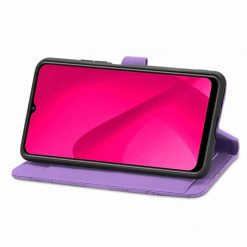 Kryty na mobil | Peňaženkové puzdro Embossing Pattern Leaf case fialové – T Phone 2 Pro | Kryty na mobil