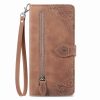Kryty na mobil | Peňaženkové puzdro Embossing Pattern Leaf case fialové – T Phone 2 Pro | Kryty na mobil
