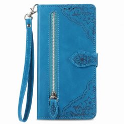 Kryty na mobil | Peňaženkové puzdro Embossing Pattern Leaf case modré – T Phone 2 | Kryty na mobil