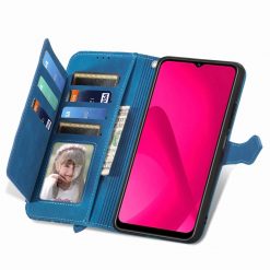 Kryty na mobil | Peňaženkové puzdro Embossing Pattern Leaf case modré – T Phone 2 | Kryty na mobil