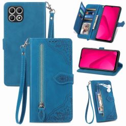 Kryty na mobil | Peňaženkové puzdro Embossing Pattern Leaf case modré – T Phone 2 Pro | Kryty na mobil