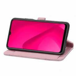 Kryty na mobil | Peňaženkové puzdro Embossing Pattern Leaf case ružové – T Phone 2 Pro | Kryty na mobil