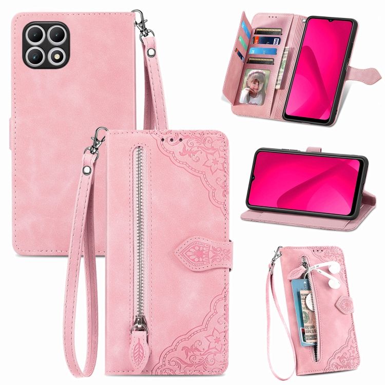 Peňaženkové puzdro Embossing Pattern Leaf case ružové – T Phone 2 | Kryty na mobil Kryty na mobil | Peňaženkové puzdro Embossing Pattern Leaf case ružové – T Phone 2 | Kryty na mobil