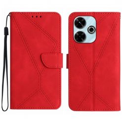 Peňaženkové puzdro Embossing Pattern Stitchy case červené – Xiaomi Redmi 13
