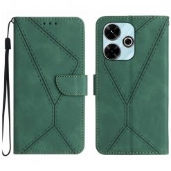 Peňaženkové puzdro Embossing Pattern Stitchy case zelené – Xiaomi Redmi 13