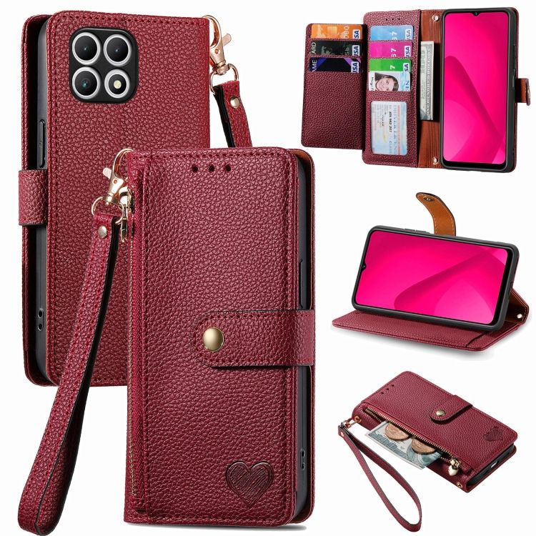 Peňaženkové puzdro Heart zip case červené – T Phone 2 | Kryty na mobil Kryty na mobil | Peňaženkové puzdro Heart zip case červené – T Phone 2 | Kryty na mobil
