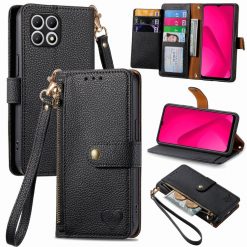 Kryty na mobil | Peňaženkové puzdro Heart zip case čierne – T Phone 2 Pro | Kryty na mobil