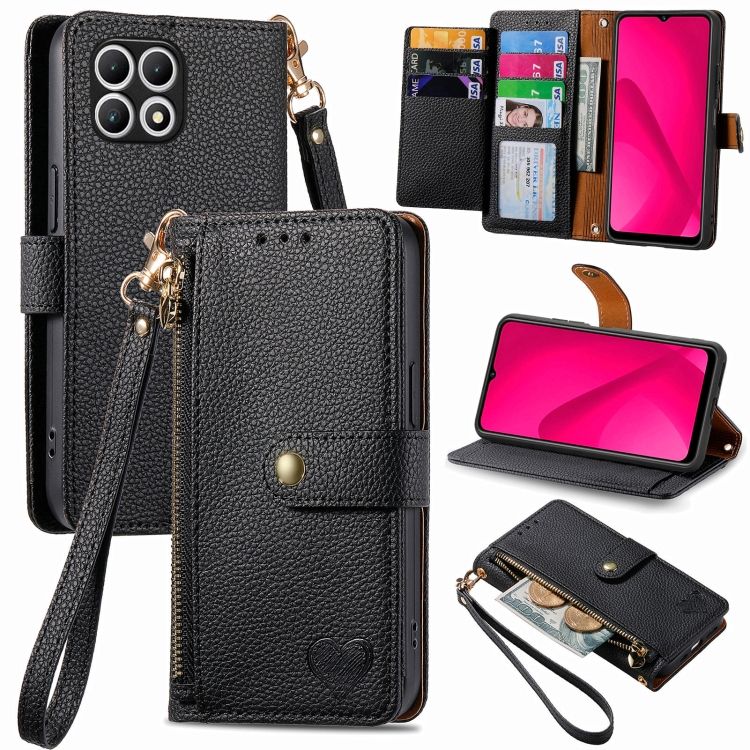 Peňaženkové puzdro Heart zip case čierne – T Phone 2 | Kryty na mobil Kryty na mobil | Peňaženkové puzdro Heart zip case čierne – T Phone 2 | Kryty na mobil
