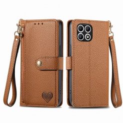 Kryty na mobil | Peňaženkové puzdro Heart zip case hnedé – T Phone 2 | Kryty na mobil