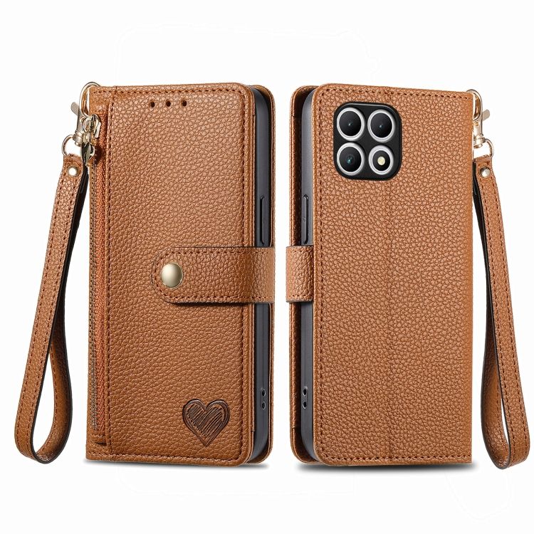 Peňaženkové puzdro Heart zip case hnedé – T Phone 2 | Kryty na mobil Kryty na mobil | Peňaženkové puzdro Heart zip case hnedé – T Phone 2 | Kryty na mobil