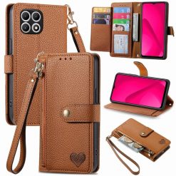 Peňaženkové puzdro Heart zip case hnedé – T Phone 2 | Kryty na mobil Kryty na mobil | Peňaženkové puzdro Heart zip case hnedé – T Phone 2 | Kryty na mobil