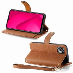 Kryty na mobil | Peňaženkové puzdro Heart zip case hnedé – T Phone 2 Pro | Kryty na mobil