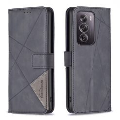Knižkové puzdro Rhombus čierne – Oppo Reno 12 Pro | Kryty na mobil Kryty na mobil | Knižkové puzdro Rhombus čierne – Oppo Reno 12 Pro | Kryty na mobil