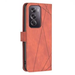 Kryty na mobil | Knižkové puzdro Rhombus hnedé – Oppo Reno 12 Pro | Kryty na mobil