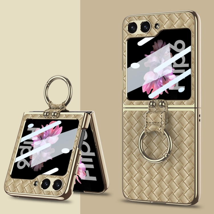 Kryt GKK Weave Texture Case zlatý – Samsung Galaxy Z Flip 6 / Z Flip 7 FE | Kryty na mobil Kryty na mobil | Kryt GKK Weave Texture Case zlatý – Samsung Galaxy Z Flip 6 / Z Flip 7 FE | Kryty na mobil