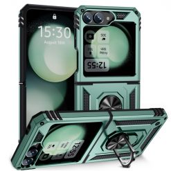 Kryty na mobil | Odolný Kryt Ring Armor case zelený – Samsung Galaxy Z Flip 6 / Z Flip 7 FE | Kryty na mobil