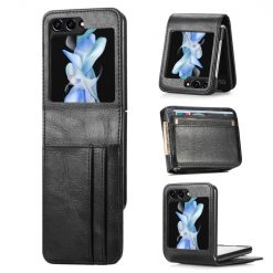 Kryty na mobil | Peňaženkové puzdro Storm Leather case čierne – Samsung Galaxy Z Flip 6 / Z Flip 7 FE | Kryty na mobil