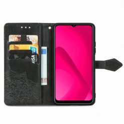 Kryty na mobil | Peňaženkové puzdro Embossing Pattern Mandala Flower čierne – T Phone 2 | Kryty na mobil