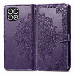 Kryty na mobil | Peňaženkové puzdro Embossing Pattern Mandala Flower fialové – T Phone 2 | Kryty na mobil