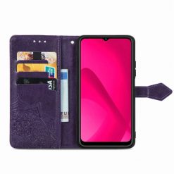 Kryty na mobil | Peňaženkové puzdro Embossing Pattern Mandala Flower fialové – T Phone 2 Pro | Kryty na mobil