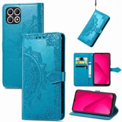 Kryty na mobil | Peňaženkové puzdro Embossing Pattern Mandala Flower modré – T Phone 2 | Kryty na mobil