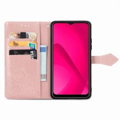 Kryty na mobil | Peňaženkové puzdro Embossing Pattern Mandala Flower ružové – T Phone 2 Pro | Kryty na mobil