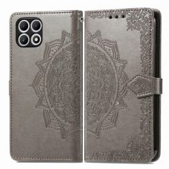 Kryty na mobil | Peňaženkové puzdro Embossing Pattern Mandala Flower sivé – T Phone 2 | Kryty na mobil
