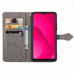 Peňaženkové puzdro Embossing Pattern Mandala Flower sivé – T Phone 2 | Kryty na mobil Kryty na mobil | Peňaženkové puzdro Embossing Pattern Mandala Flower sivé – T Phone 2 | Kryty na mobil