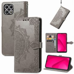 Peňaženkové puzdro Embossing Pattern Mandala Flower sivé – T Phone 2 | Kryty na mobil Kryty na mobil | Peňaženkové puzdro Embossing Pattern Mandala Flower sivé – T Phone 2 | Kryty na mobil