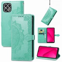 Kryty na mobil | Peňaženkové puzdro Embossing Pattern Mandala Flower zelené – T Phone 2 | Kryty na mobil