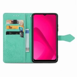 Kryty na mobil | Peňaženkové puzdro Embossing Pattern Mandala Flower zelené – T Phone 2 Pro | Kryty na mobil