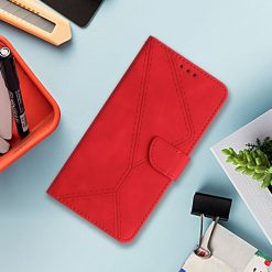 Kryty na mobil | Peňaženkové puzdro Embossing Pattern Stitchy case červené – Oppo Reno 12 Pro | Kryty na mobil