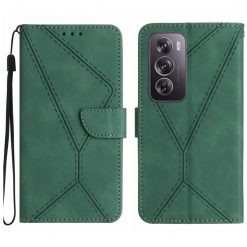 Peňaženkové puzdro Embossing Pattern Stitchy case zelené – Oppo Reno 12 Pro
