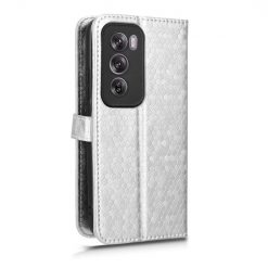 Kryty na mobil | Peňaženkové puzdro Honeycomb Dot Texture Case strieborné – Oppo Reno 12 Pro | Kryty na mobil