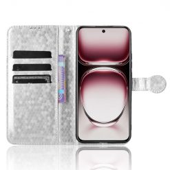 Kryty na mobil | Peňaženkové puzdro Honeycomb Dot Texture Case strieborné – Oppo Reno 12 Pro | Kryty na mobil