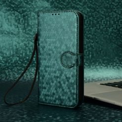 Kryty na mobil | Peňaženkové puzdro Honeycomb Dot Texture Case zelené – Oppo Reno 12 Pro | Kryty na mobil