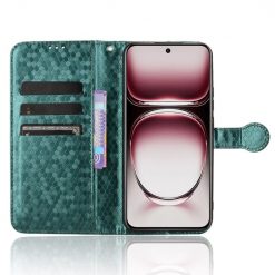 Kryty na mobil | Peňaženkové puzdro Honeycomb Dot Texture Case zelené – Oppo Reno 12 Pro | Kryty na mobil