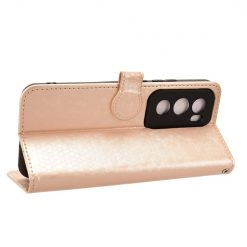 Kryty na mobil | Peňaženkové puzdro Honeycomb Dot Texture Case zlaté – Oppo Reno 12 Pro | Kryty na mobil
