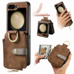 Kryty na mobil | Peňaženkové puzdro Unique Wallet hnedé – Samsung Galaxy Z Flip 6 / Z Flip 7 FE | Kryty na mobil
