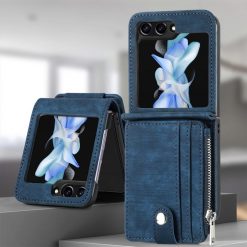 Kryty na mobil | Peňaženkové puzdro Zipper Wallet modré – Samsung Galaxy Z Flip 6 / Z Flip 7 FE | Kryty na mobil