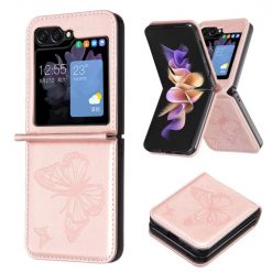 Puzdro Embossing Pattern Motýľ bledoružové – Samsung Galaxy Z Flip 6 / Z Flip 7 FE | Kryty na mobil Kryty na mobil | Puzdro Embossing Pattern Motýľ bledoružové – Samsung Galaxy Z Flip 6 / Z Flip 7 FE | Kryty na mobil