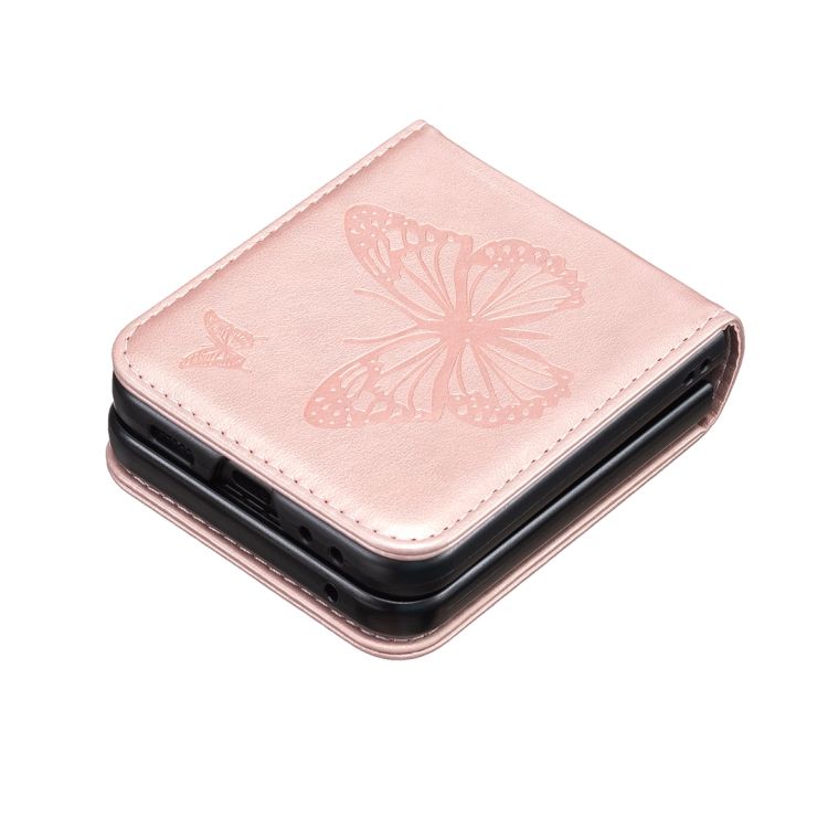 Puzdro Embossing Pattern Motýľ bledoružové – Samsung Galaxy Z Flip 6 / Z Flip 7 FE | Kryty na mobil Kryty na mobil | Puzdro Embossing Pattern Motýľ bledoružové – Samsung Galaxy Z Flip 6 / Z Flip 7 FE | Kryty na mobil