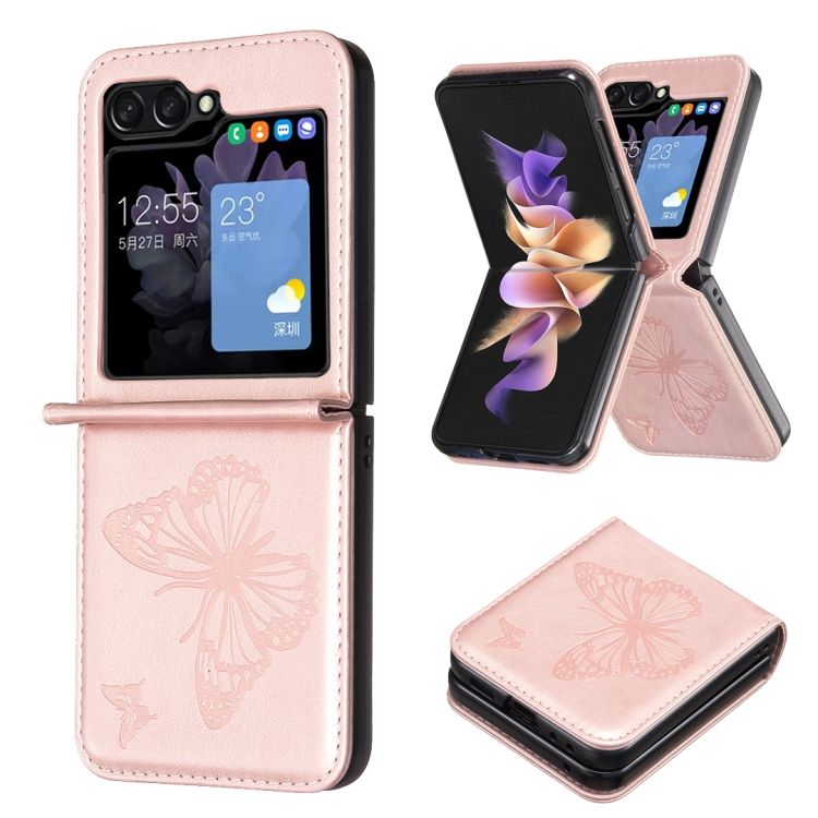 Puzdro Embossing Pattern Motýľ bledoružové – Samsung Galaxy Z Flip 6 / Z Flip 7 FE | Kryty na mobil Kryty na mobil | Puzdro Embossing Pattern Motýľ bledoružové – Samsung Galaxy Z Flip 6 / Z Flip 7 FE | Kryty na mobil