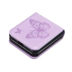 Kryty na mobil | Puzdro Embossing Pattern Motýľ fialové – Samsung Galaxy Z Flip 6 / Z Flip 7 FE | Kryty na mobil